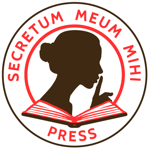 A circular logo with a silhouette of a woman in the middle holding her finger to her mouth as if to say, shhhh.