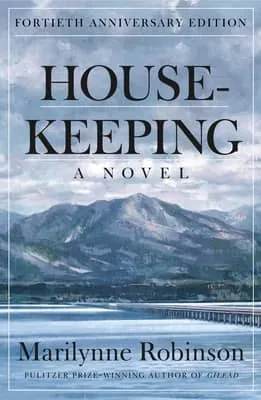 book cover with a mountain and valley in blue hues
