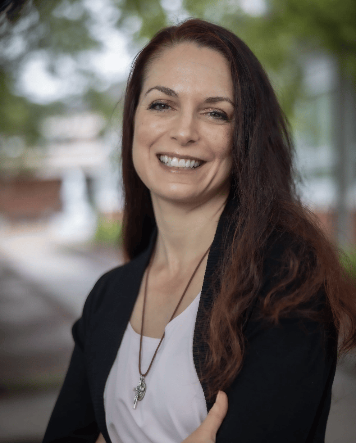 A beautiful woman with long brown hair